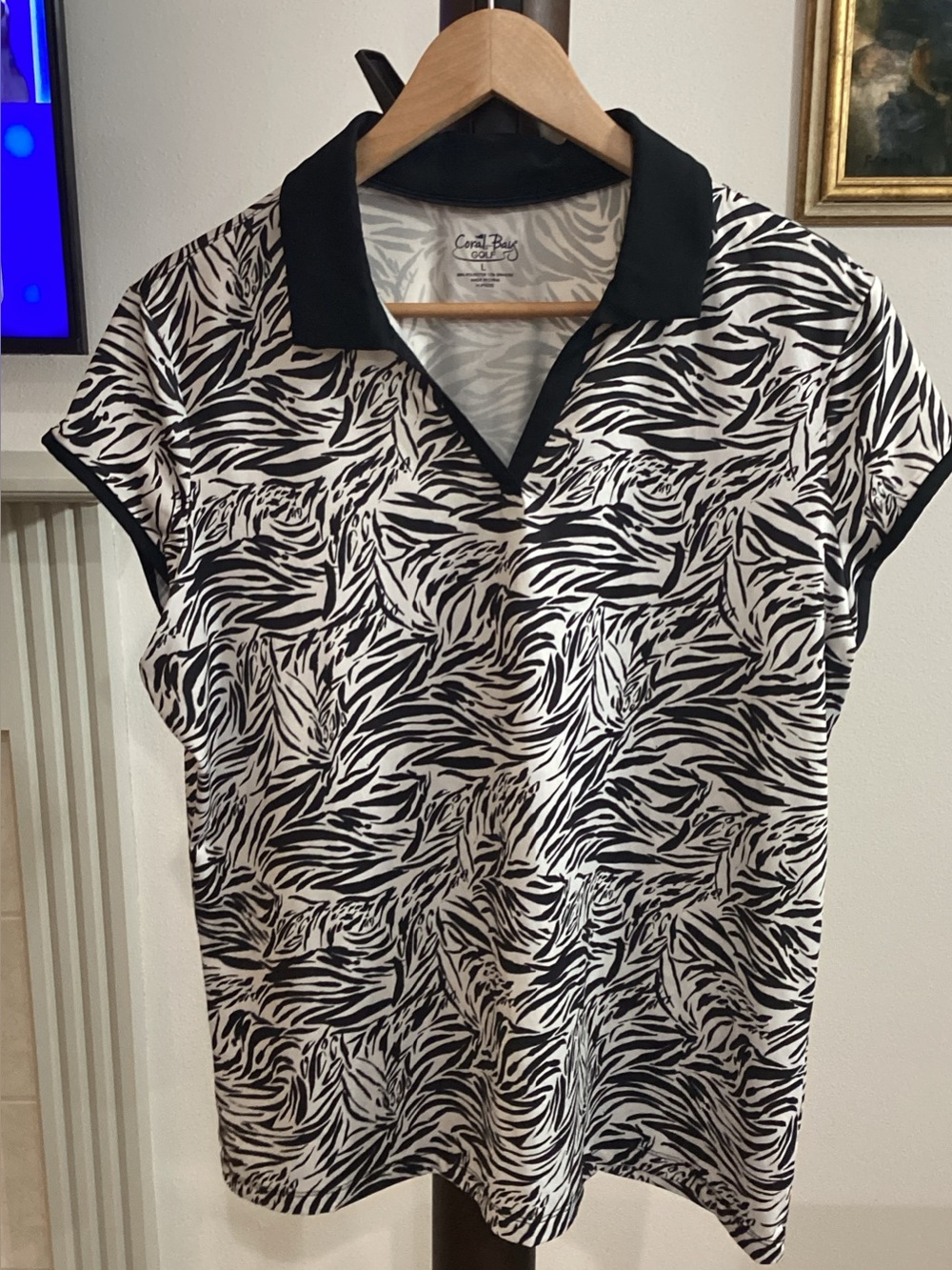 Coral Bay Black and White Zebra Polo Shirt